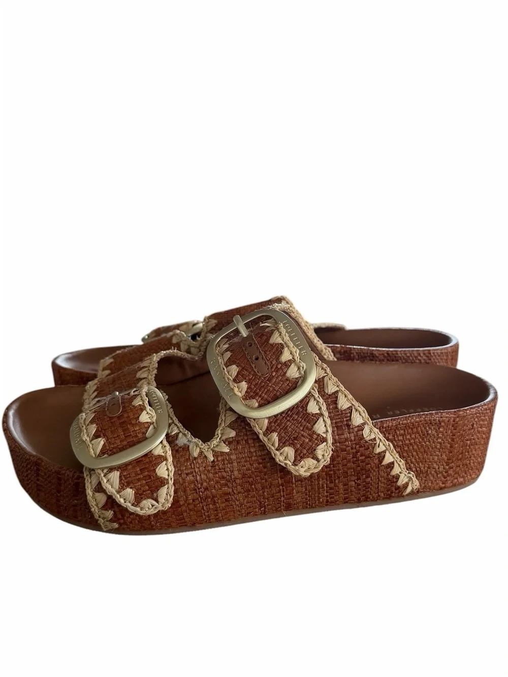 Loeffler Randall Brown Double-Buckle Slide Sandals